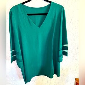 Emerald Green V-Neck Women's Top